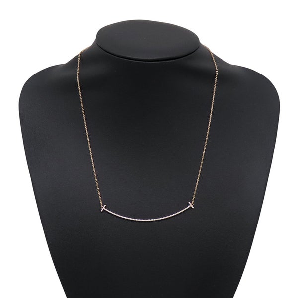 ティファニー ネックレス Tスマイル ペンダント ラージ ダイヤモンド 計約0.19ct K18PGピンクゴールド 60011654 Tiffany&Co.
