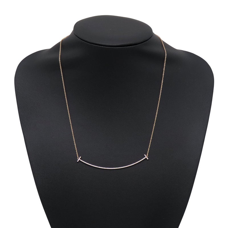 ティファニー ネックレス Tスマイル ペンダント ラージ ダイヤモンド 計約0.19ct K18PGピンクゴールド 60011654 Tiffany&Co.