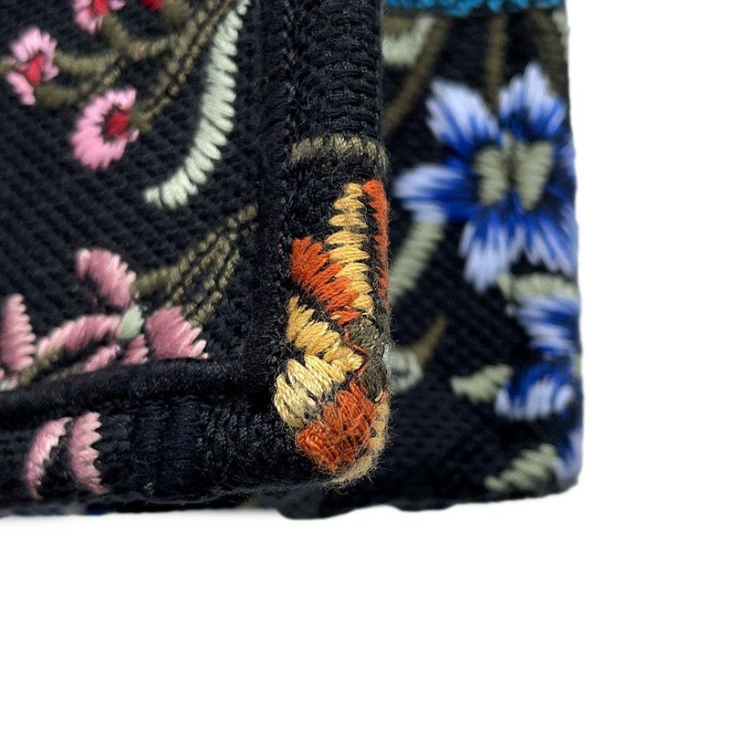 クリスチャン・ディオール ハンドバッグ ブックトートミニ フラワー バーティカル キャンバス Christian Dior 2wayショルダー 黒