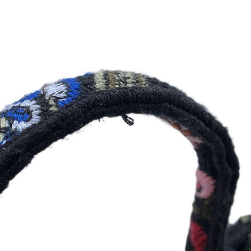 クリスチャン・ディオール ハンドバッグ ブックトートミニ フラワー バーティカル キャンバス Christian Dior 2wayショルダー 黒