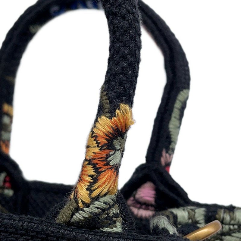 クリスチャン・ディオール ハンドバッグ ブックトートミニ フラワー バーティカル キャンバス Christian Dior 2wayショルダー 黒