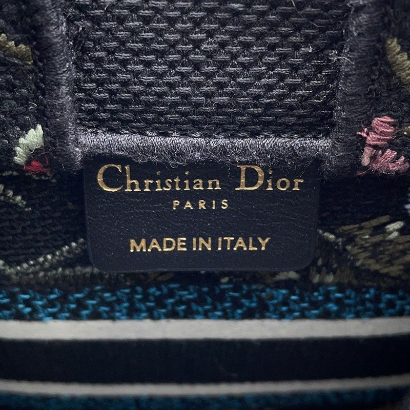 クリスチャン・ディオール ハンドバッグ ブックトートミニ フラワー バーティカル キャンバス Christian Dior 2wayショルダー 黒