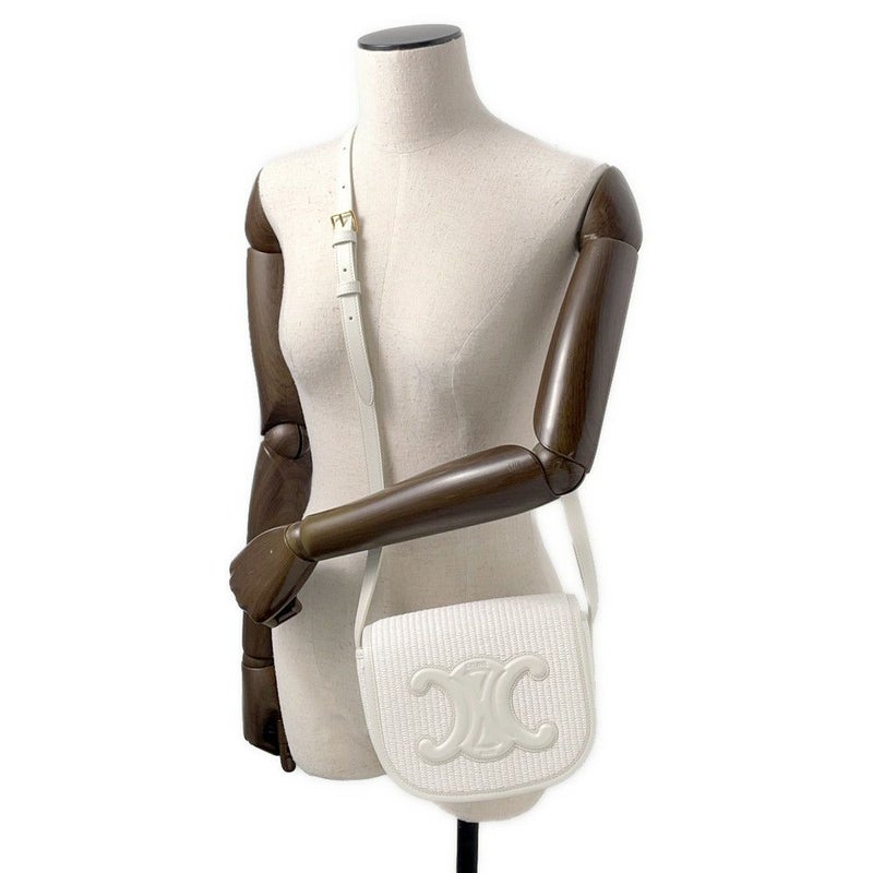 セリーヌ ショルダーバッグ トリオンフ ラフィア 198262EBL.01WW CELINE カゴバッグ 白