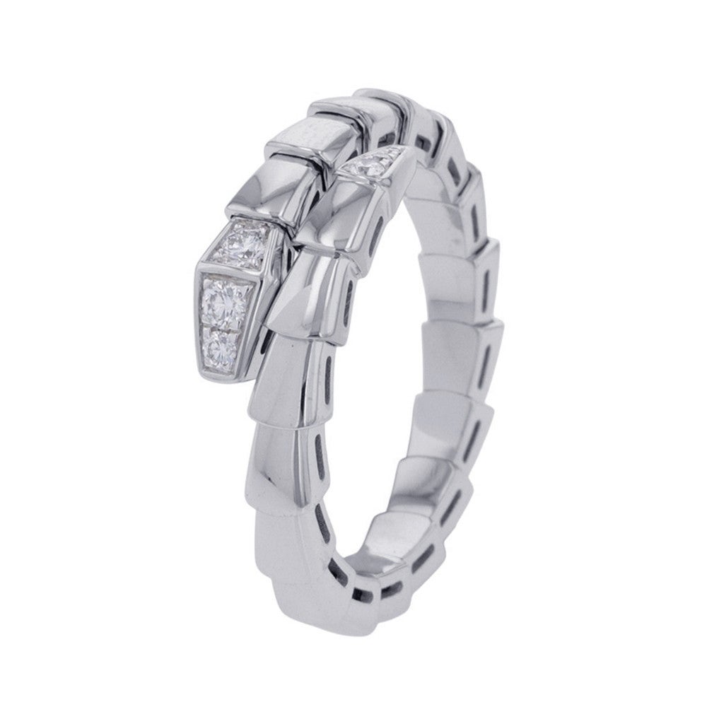 7 極美品 ブルガリ BVLGARI 925 指輪 リング シルバー Y985 ブルガリ リング セルペンティ ヴァイパー シングルコイル ダイヤ 計