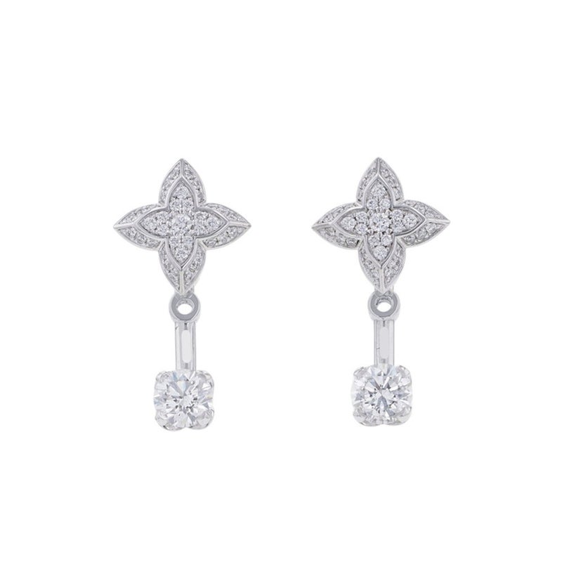 ルイヴィトン ピアス LV ダイヤモンド ダブル ラウンド ダイヤ 中石 2P 計約0.60ct/74P 計約0.22ct K18WG Q06400 LOUIS VUITTON