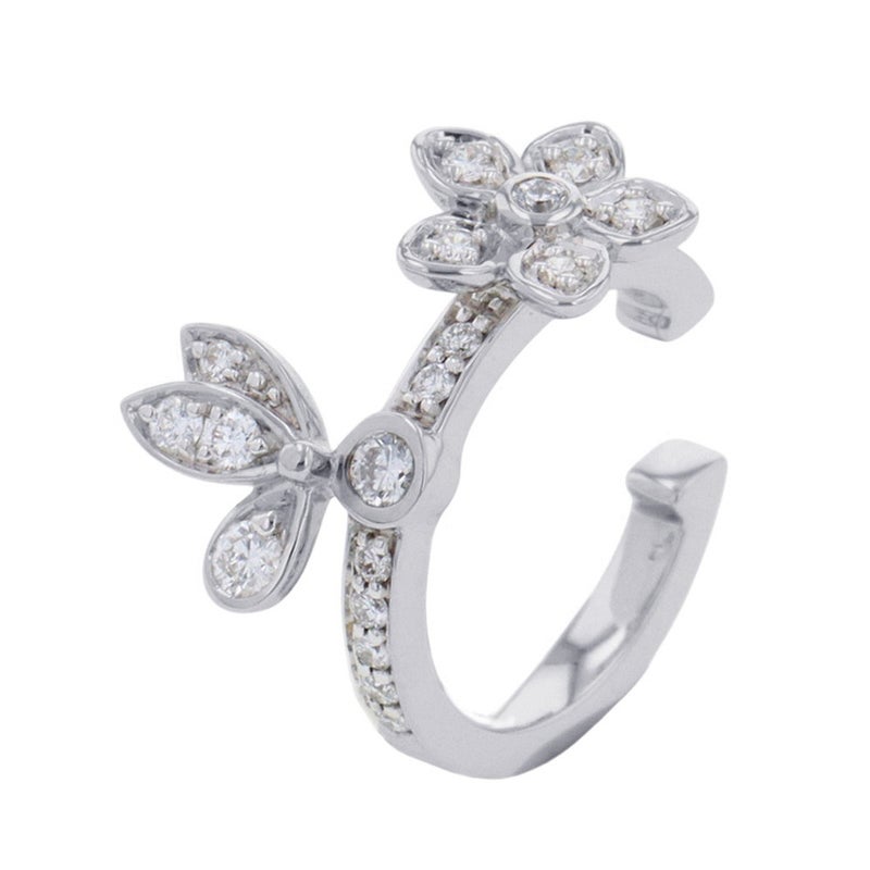グラフ イヤーカフ バタフライ フラワー ダイヤモンド 約計0.18ct K18WGホワイトゴールド RGE2163 GRAFF イヤカフ