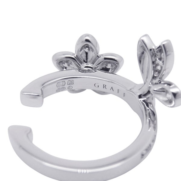 グラフ イヤーカフ バタフライ フラワー ダイヤモンド 約計0.18ct K18WGホワイトゴールド RGE2163 GRAFF イヤカフ