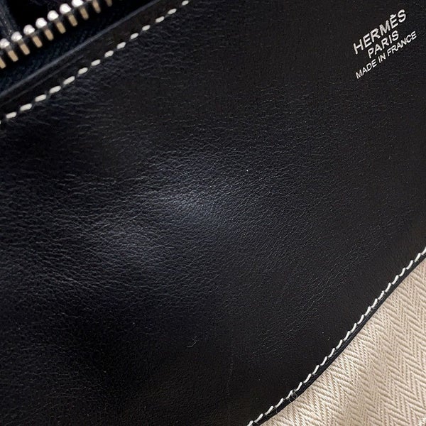 エルメス ハンドバッグ ボリード リラックス35 ブラック/シルバー金具 ヴォーシッキム □O刻印 HERMES 黒