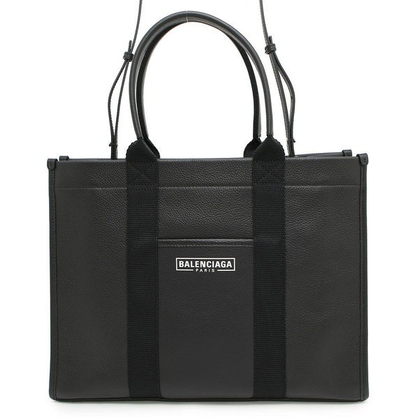 バレンシアガ トートバッグ ハードウェア ロゴ レザー 671400 BALENCIAGA 2wayショルダー 黒