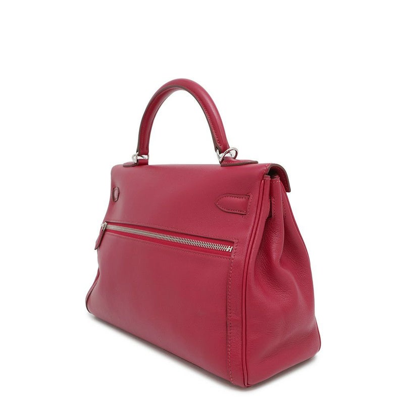 エルメス ハンドバッグ ケリーラキ32 ルビー/シルバー金具 スイフト □O刻印 2wayショルダー
