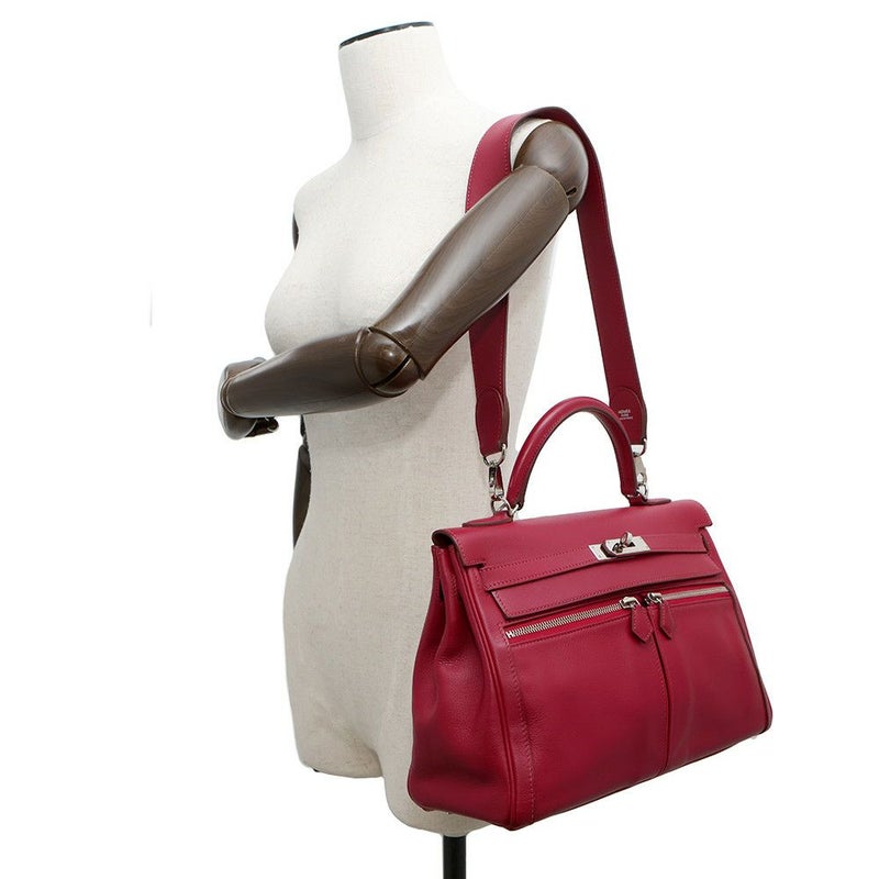 エルメス ハンドバッグ ケリーラキ32 ルビー/シルバー金具 スイフト □O刻印 2wayショルダー