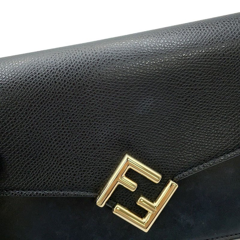 フェンディ ショルダーウォレット FFダイヤモンド レザー 8M0488 FENDI 長財布 黒
