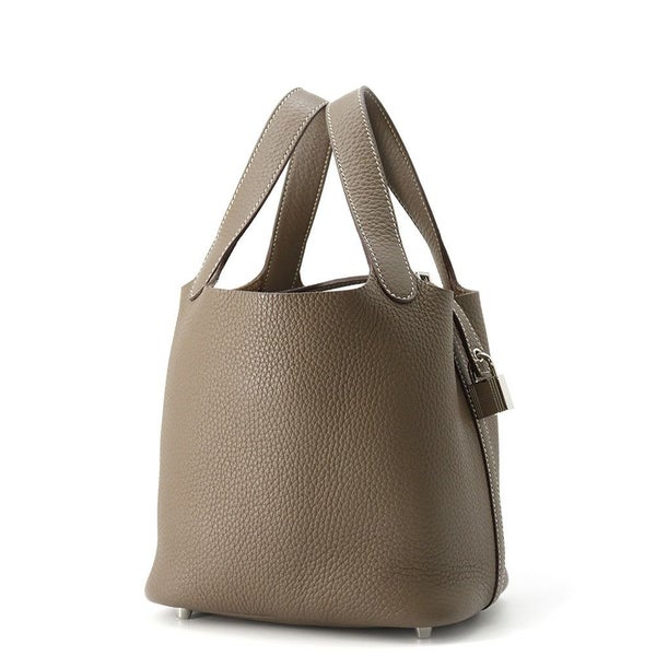 エルメス ハンドバッグ ピコタンロックPM エトゥープ/シルバー金具 トリヨンクレマンス B刻印