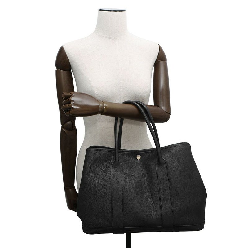 エルメス トートバッグ ガーデンパーティPM ブラック/シルバー金具 カントリー □K刻印 黒