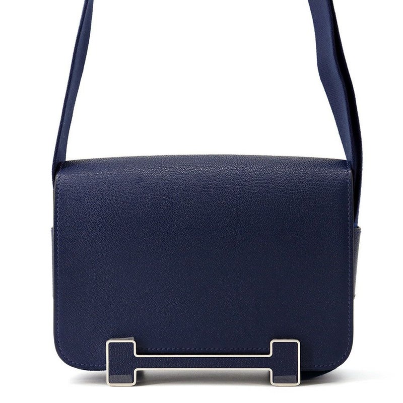 エルメス ショルダーバッグ ゲタ ネイビー/シルバー金具 シェブルミゾル B刻印
