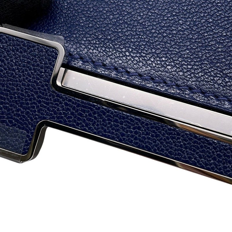 エルメス ショルダーバッグ ゲタ ネイビー/シルバー金具 シェブルミゾル B刻印