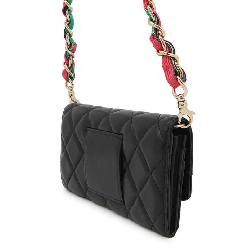 シャネル チェーンウォレット マトラッセ ココマーク ラムスキン AP2056 CHANEL 財布 黒