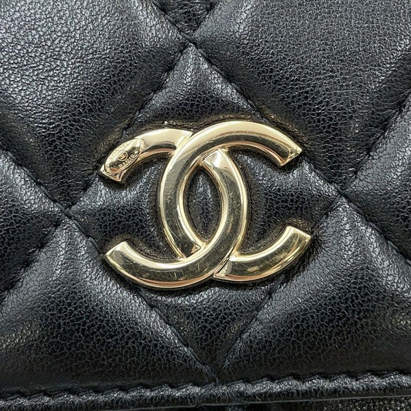 シャネル チェーンウォレット マトラッセ ココマーク ラムスキン AP2056 CHANEL 財布 黒