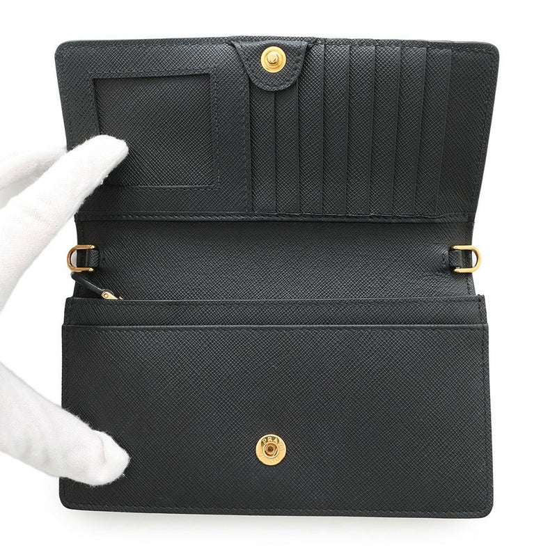 プラダ チェーンウォレット サフィアーノレザー PRADA 財布 黒