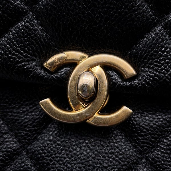 シャネル チェーンショルダーバッグ マトラッセ メロディチェーン ココマーク キャビアスキン AS3103 CHANEL 黒
