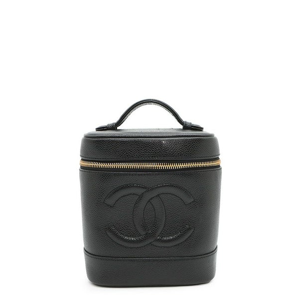 シャネル バニティバッグ ココマーク キャビアスキン 縦型 A01998 CHANEL 化粧ポーチ コスメポーチ 黒