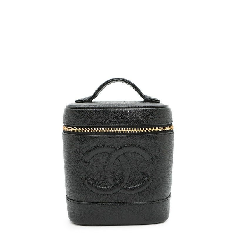 シャネル バニティバッグ ココマーク キャビアスキン 縦型 A01998 CHANEL 化粧ポーチ コスメポーチ 黒