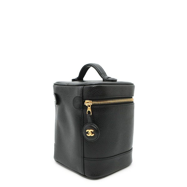 シャネル バニティバッグ ココマーク キャビアスキン 縦型 A01998 CHANEL 化粧ポーチ コスメポーチ 黒
