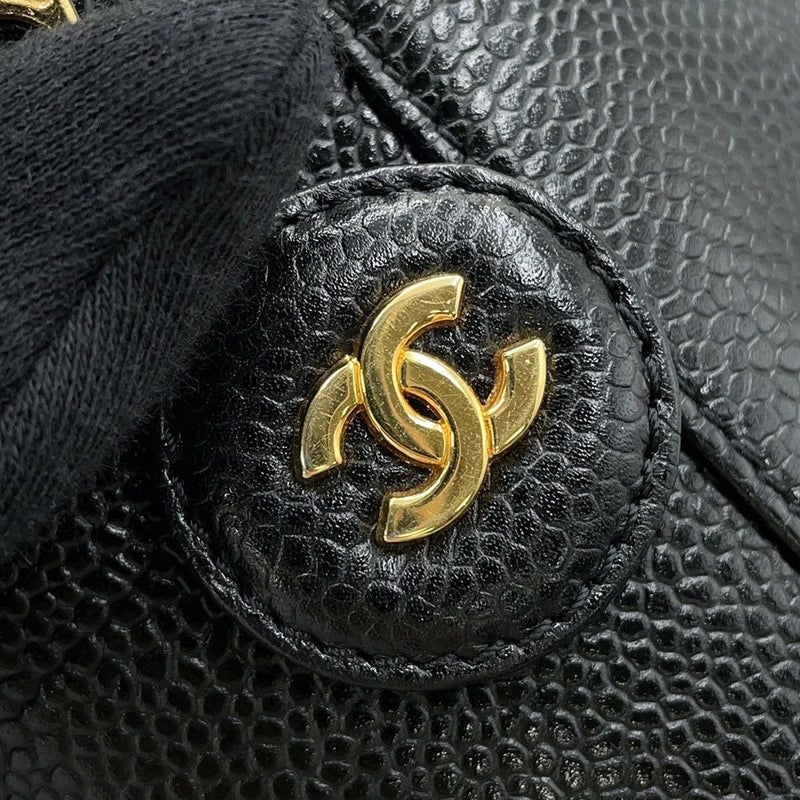 シャネル バニティバッグ ココマーク キャビアスキン 縦型 A01998 CHANEL 化粧ポーチ コスメポーチ 黒