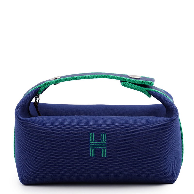 エルメス ポーチ ブリッド・ア・ブラックPM マリン/シルバー金具 キャンバス HERMES バッグ 小物入れ