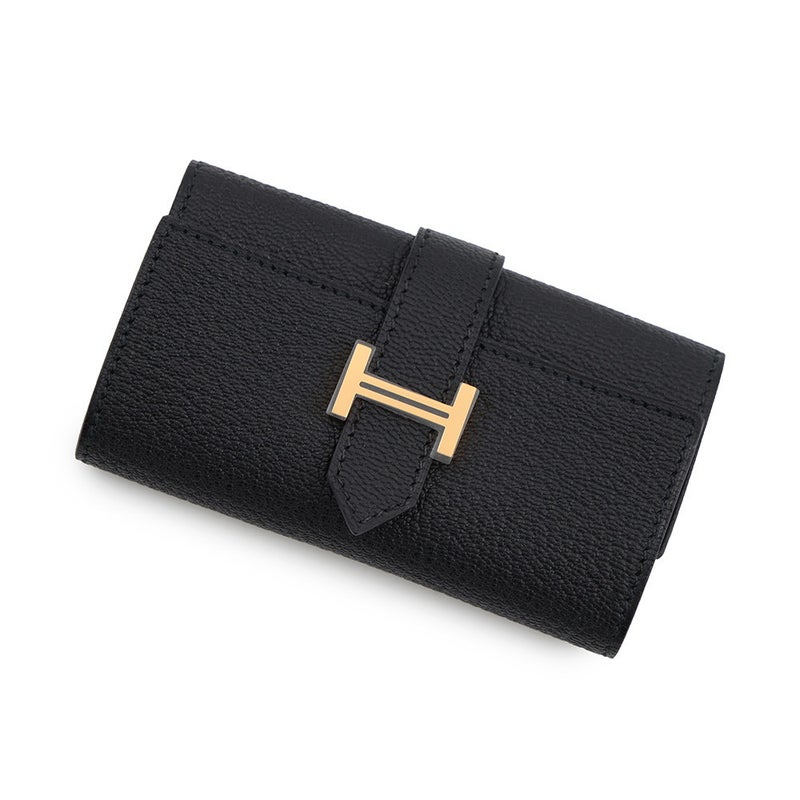 エルメス 4連キーケース ベアン ブラック/ゴールド金具 シェブルミゾル W刻印 HERMES 黒