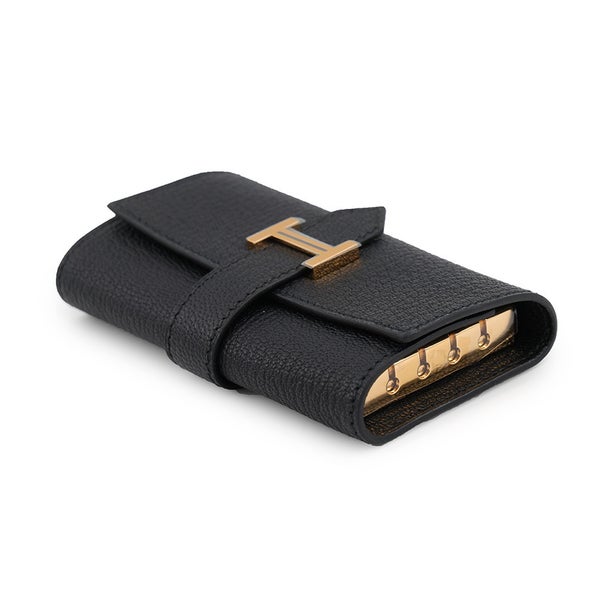エルメス 4連キーケース ベアン ブラック/ゴールド金具 シェブルミゾル W刻印 HERMES 黒