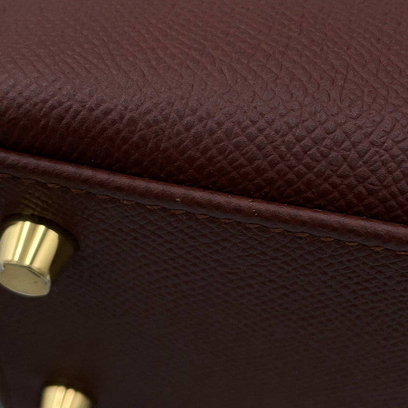 エルメス ハンドバッグ ケリー25 外縫い トリコロール テール/エベンヌ/クレ/ゴールド金具 エプソン G刻印 HERMES 2way