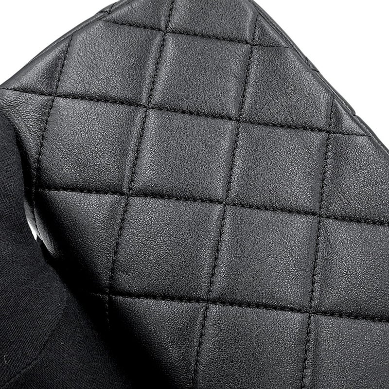 シャネル チェーンショルダーバッグ マトラッセ ココマーク パール ラムスキン AS4868 CHANEL 黒
