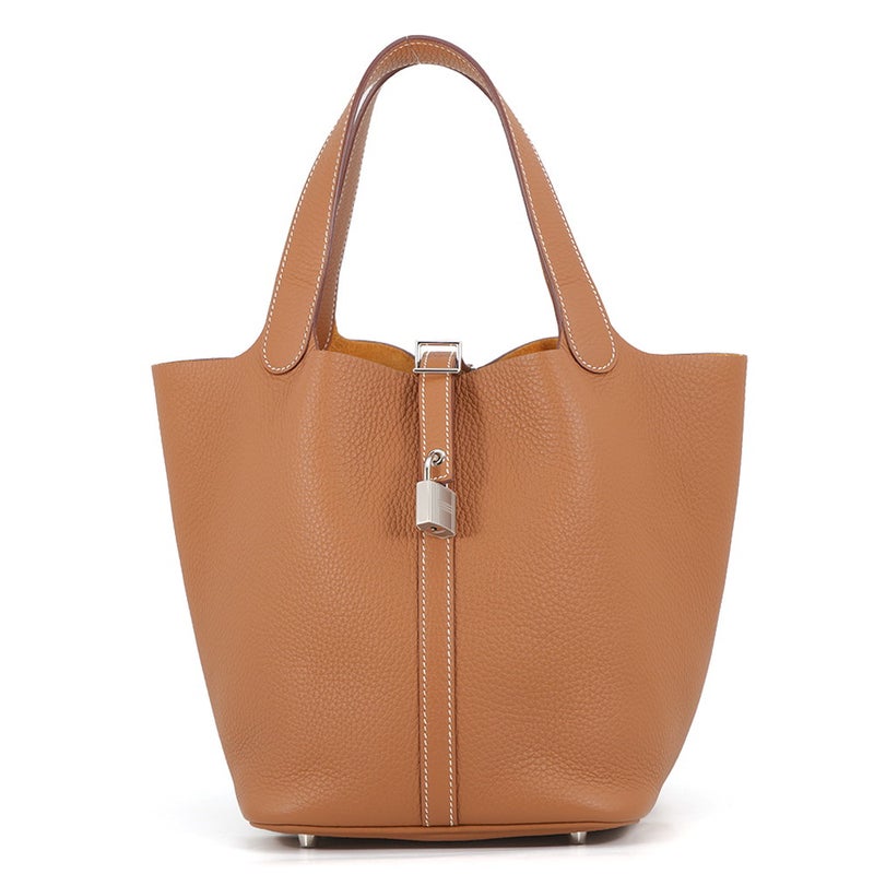 エルメス ハンドバッグ ピコタンロックMM ゴールド/シルバー金具 トリヨンクレマンス K刻印 HERMES トートバッグ