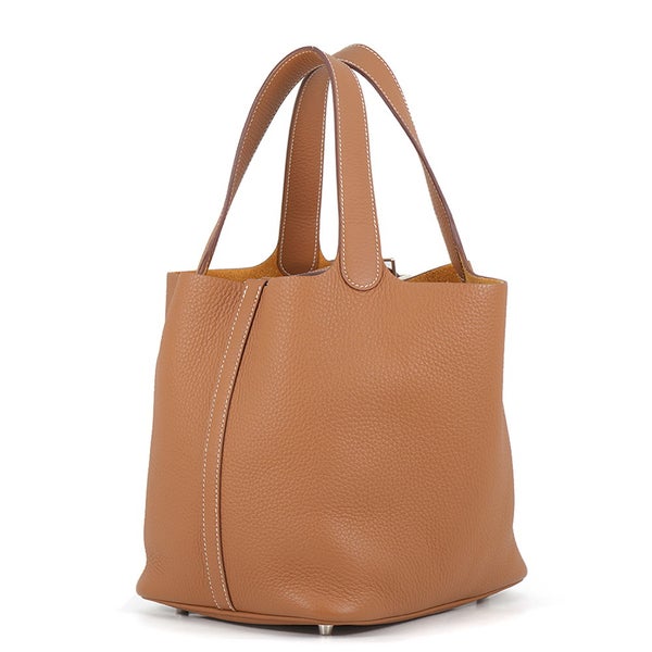 エルメス ハンドバッグ ピコタンロックMM ゴールド/シルバー金具 トリヨンクレマンス K刻印 HERMES トートバッグ