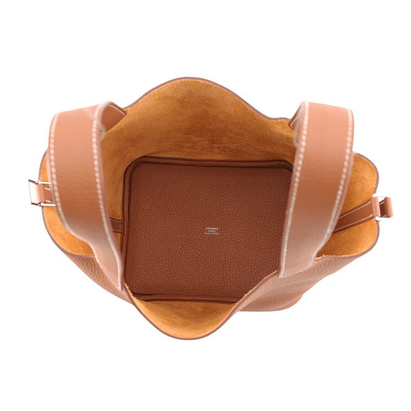 エルメス ハンドバッグ ピコタンロックMM ゴールド/シルバー金具 トリヨンクレマンス K刻印 HERMES トートバッグ