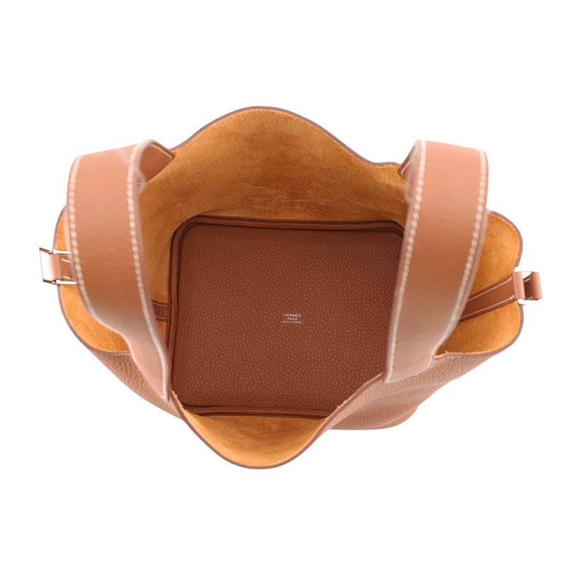エルメス ハンドバッグ ピコタンロックMM ゴールド/シルバー金具 トリヨンクレマンス K刻印 HERMES トートバッグ