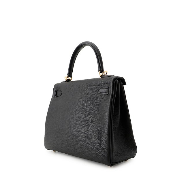 エルメス ハンドバッグ ケリー25 内縫い ブラック/ゴールド金具 トゴ Z刻印 ２wayショルダー 黒