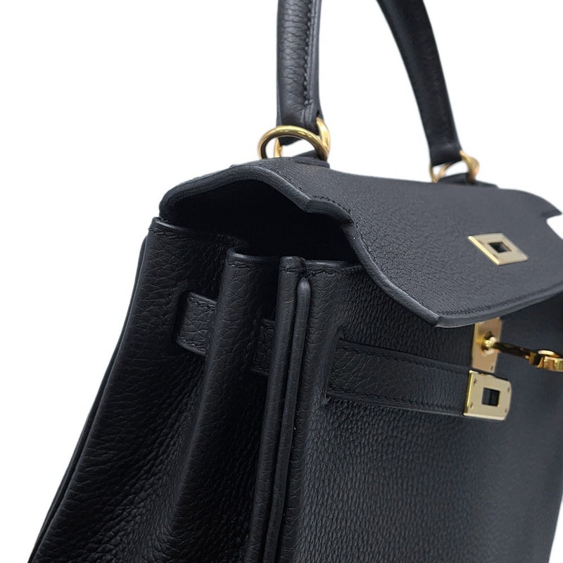 エルメス ハンドバッグ ケリー25 内縫い ブラック/ゴールド金具 トゴ Z刻印 ２wayショルダー 黒