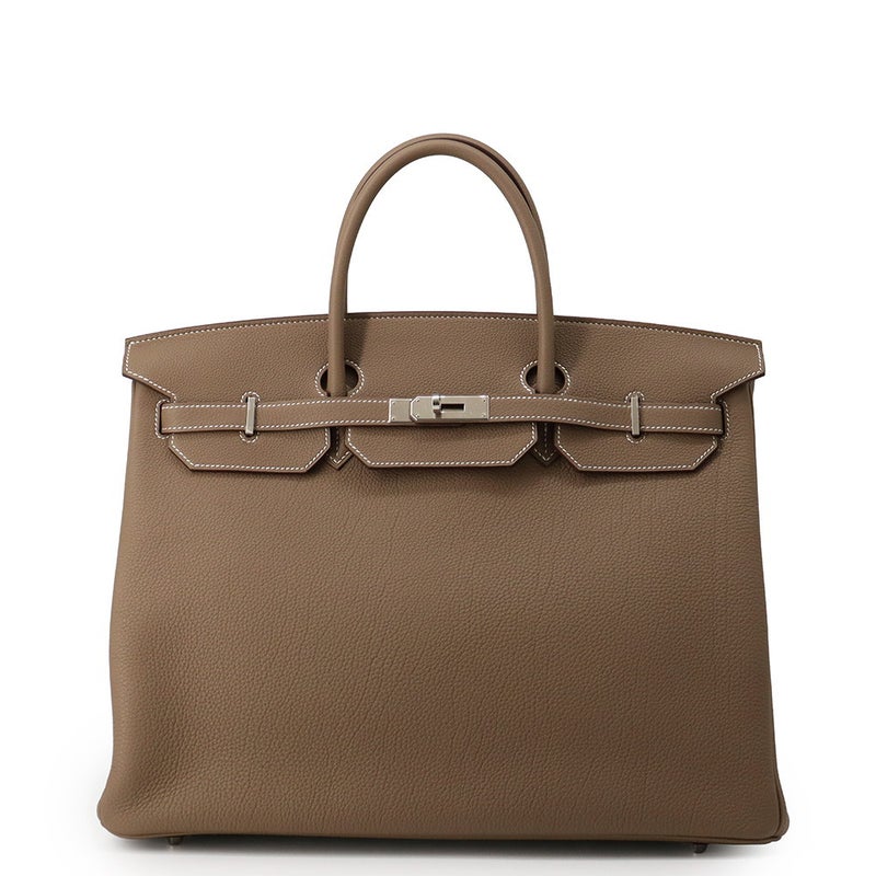 エルメス バーキン40 エトゥープ/シルバー金具 トゴ B刻印 HERMES Birkin ハンドバッグ