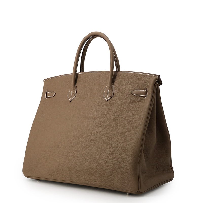 エルメス バーキン40 エトゥープ/シルバー金具 トゴ B刻印 HERMES Birkin ハンドバッグ