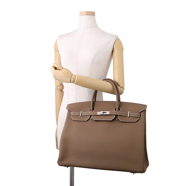 エルメス バーキン40 エトゥープ/シルバー金具 トゴ B刻印 HERMES Birkin ハンドバッグ