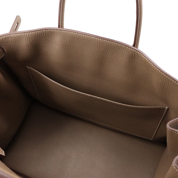 エルメス バーキン40 エトゥープ/シルバー金具 トゴ B刻印 HERMES Birkin ハンドバッグ