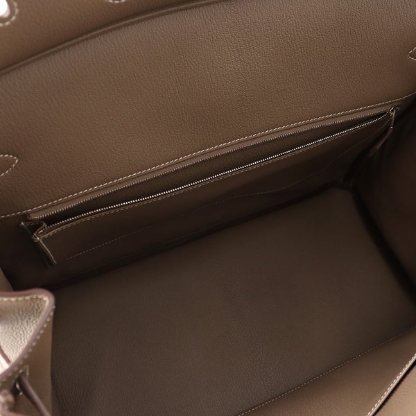 エルメス バーキン40 エトゥープ/シルバー金具 トゴ B刻印 HERMES Birkin ハンドバッグ