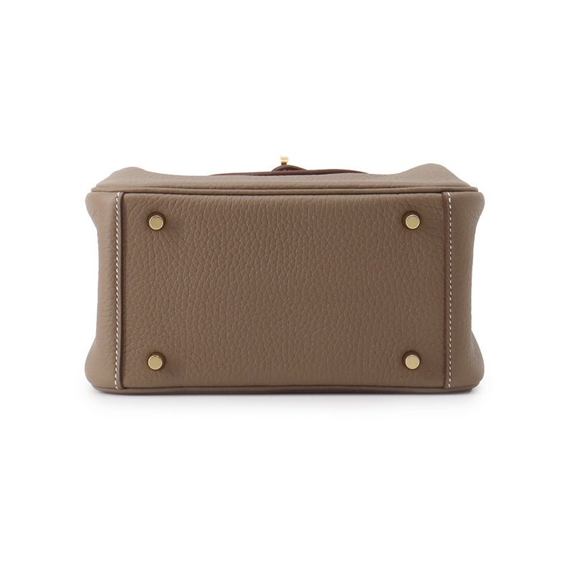 エルメス ハンドバッグ リンディ ミニ エトゥープ/ゴールド金具 トリヨンクレマンス K刻印 HERMES バッグ 2wayショルダーバッグ