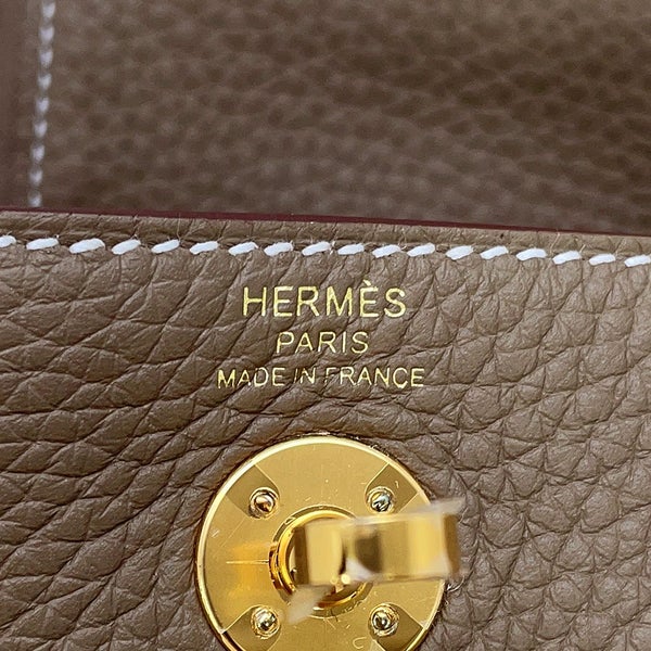 エルメス ハンドバッグ リンディ ミニ エトゥープ/ゴールド金具 トリヨンクレマンス K刻印 HERMES バッグ 2wayショルダーバッグ