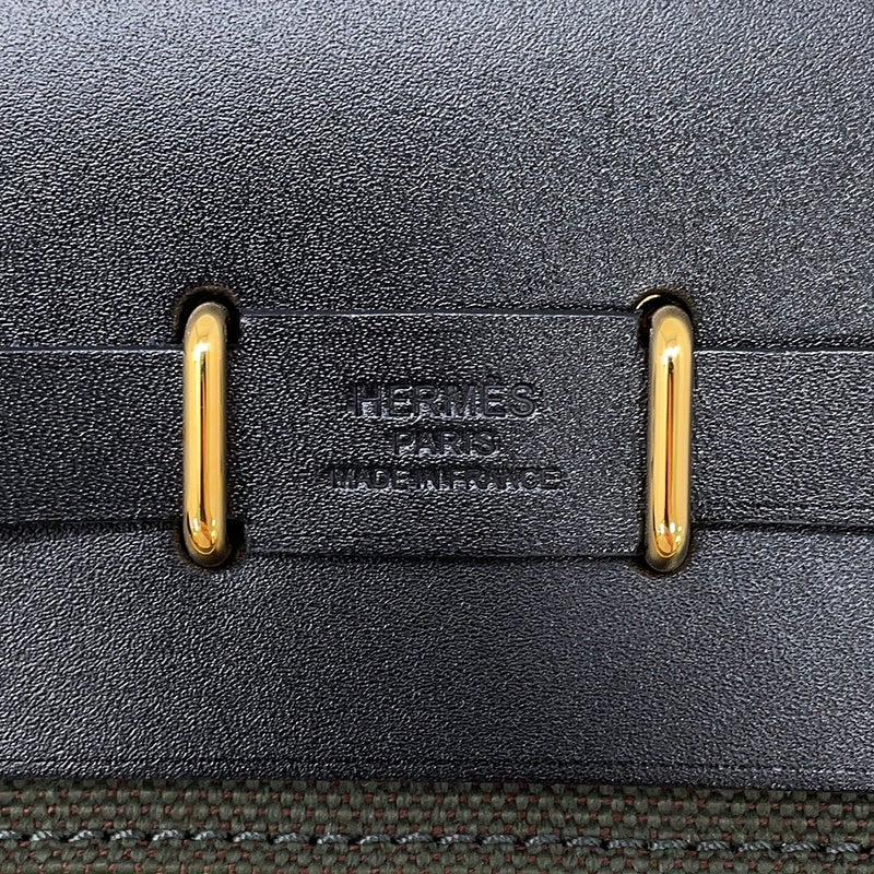 エルメス ショルダーバッグ エールバッグジップ ミニ ヴェールブロンズ/ブラック/ブラック/ゴールド金具 トワルミリタリー G刻印