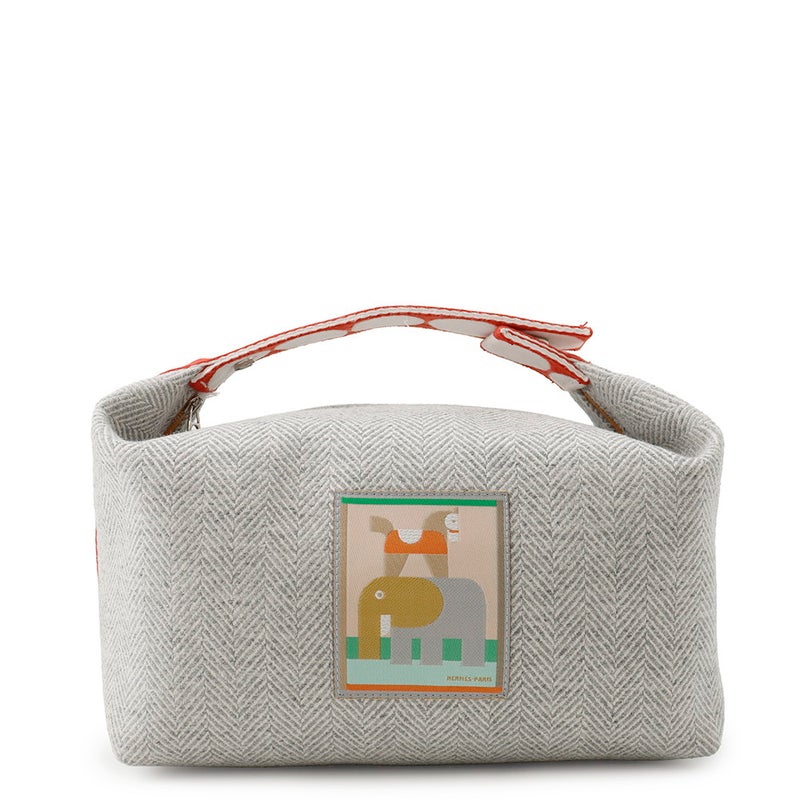 エルメスハンドバッグ ブリッド・ア・ブラック アニモー・ブロックGM グラニット/シルバー金具 トワル・シェヴロン HERMES ポーチ