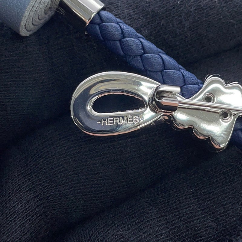エルメス ブローチ フルール ブルーリン/ブルーネイビー/シルバー金具 スイフト HERMES アクセサリー