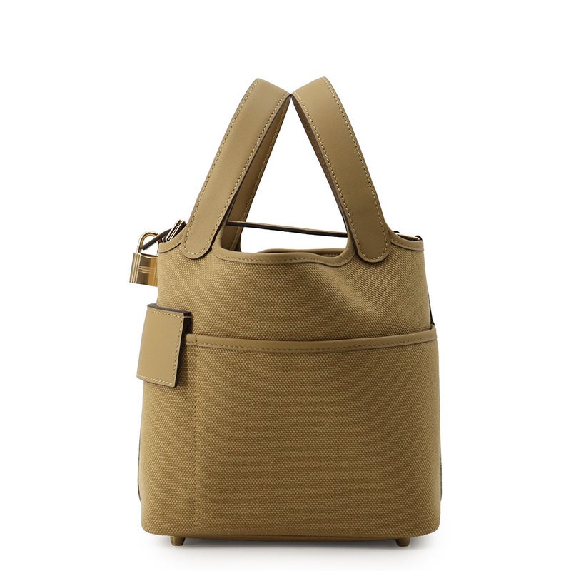 エルメス ハンドバッグ ピコタンロックPM カーゴ デュンヌ/シャンパンゴールド金具 トワルゴエラン/スイフト G刻印 HERMES